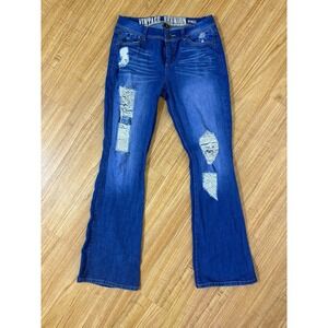 Vintage‎ Reunion Rewash Flare Jeans Size 9/10 Bootcut Distressed Medium Wash